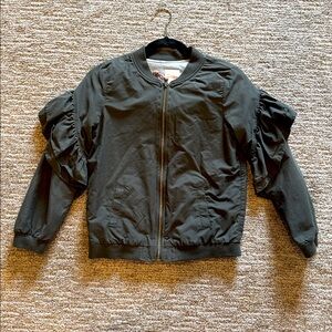 Cute Olive Jacket with Ruffles